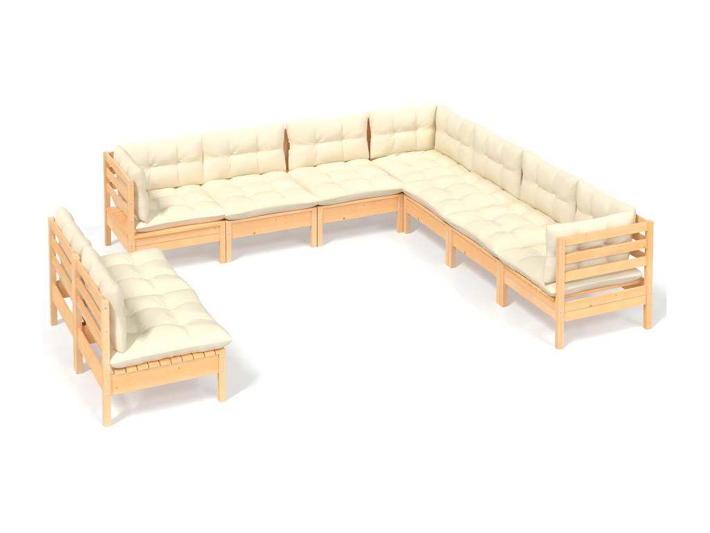 79 x 79 x 74 cm Patio Furniture Set 9-piece Wood Resin Beige