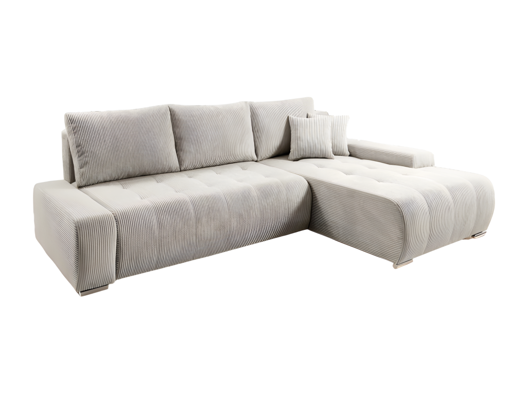 265 x 185 x 85 cm Sectional Sofa Velvet Metal Beige