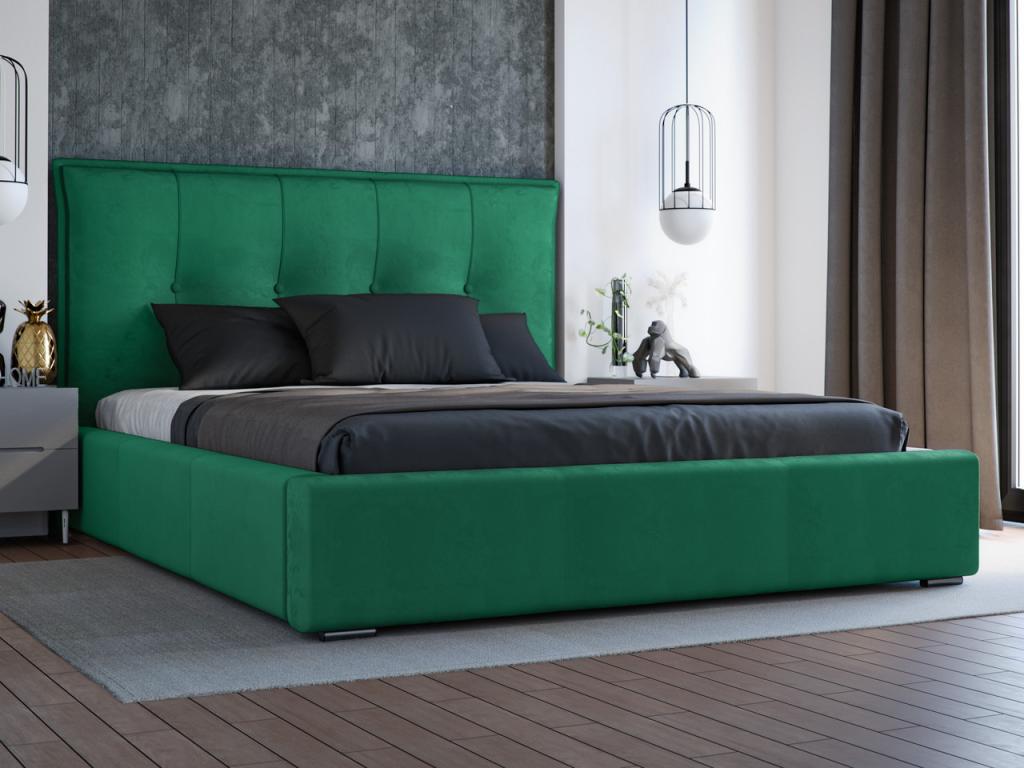 200 x 200 cm Bed Solid Wood Velvet Green