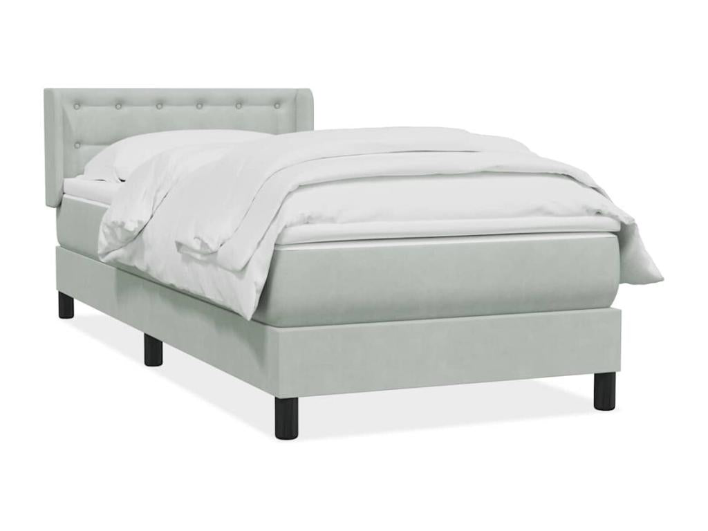 80 x 220 cm Box Spring Bed Velvet Gray