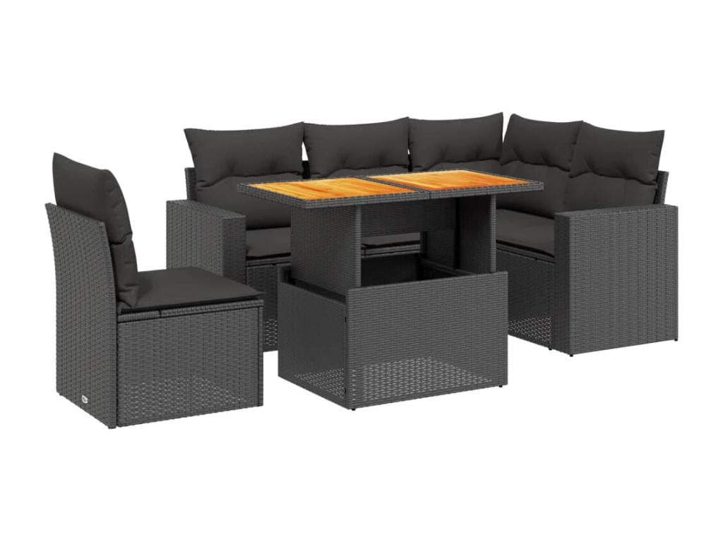 100 x 55 x 73 cm Patio Furniture Set 6-piece Resin Wicker Resin Black