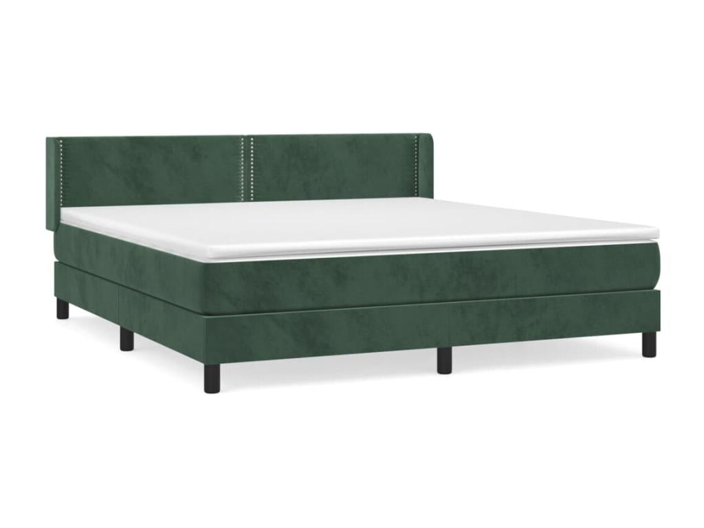 180 x 200 cm Box Spring Bed Wood Velvet Green