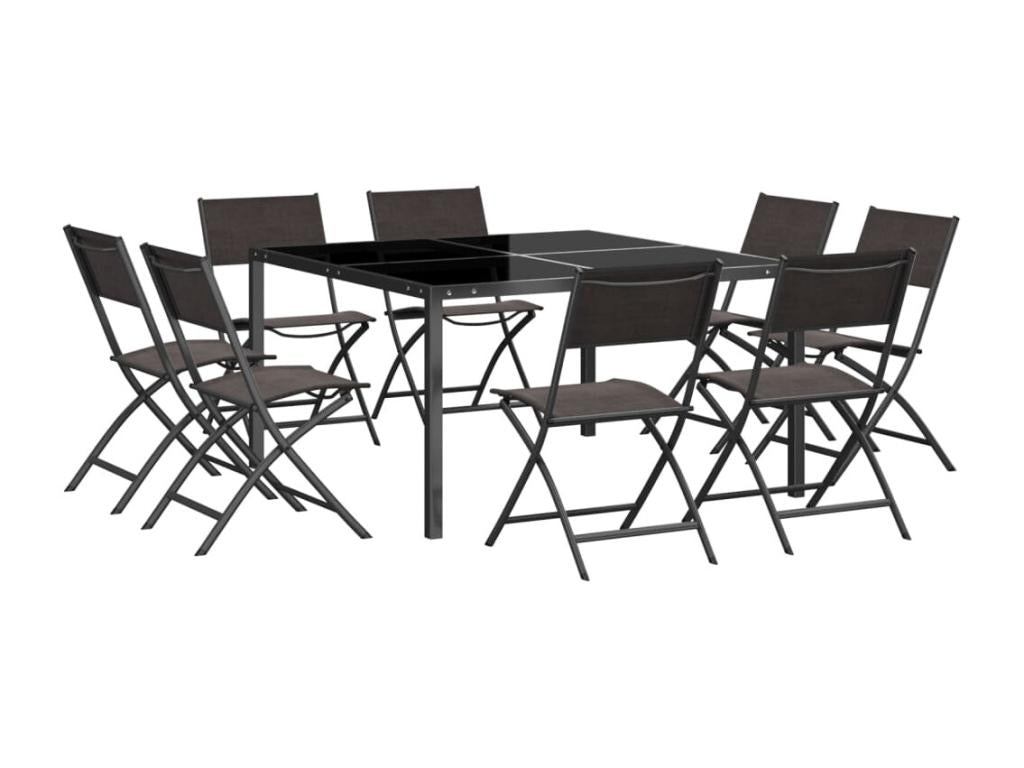 130 x 130 x 72 cm Outdoor Dining Set Steel Black
