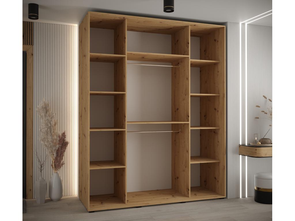 200 x 60 x 235 cm Wardrobe 3-door Wood Light Natural