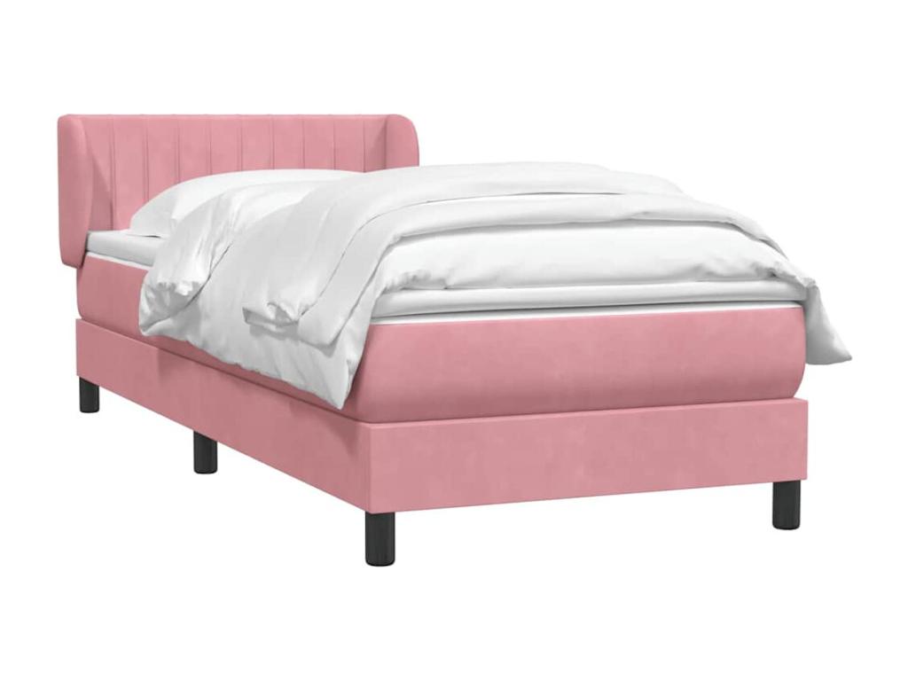 80 x 220 cm Box Spring Bed with Mattress Velvet Pink