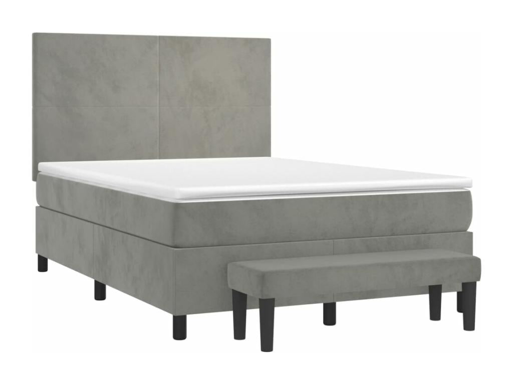140 x 190 cm Box Spring Bed Velvet Gray