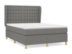 140 x 190 cm Box Spring Bed with Mattress Fabric Gray