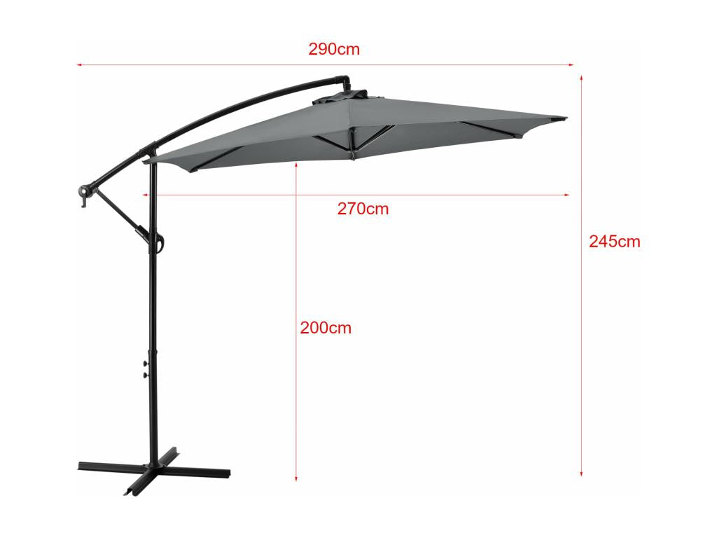 290 x 290 x 245 cm Patio Umbrella Steel Gray