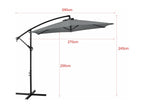 290 x 290 x 245 cm Patio Umbrella Steel Gray