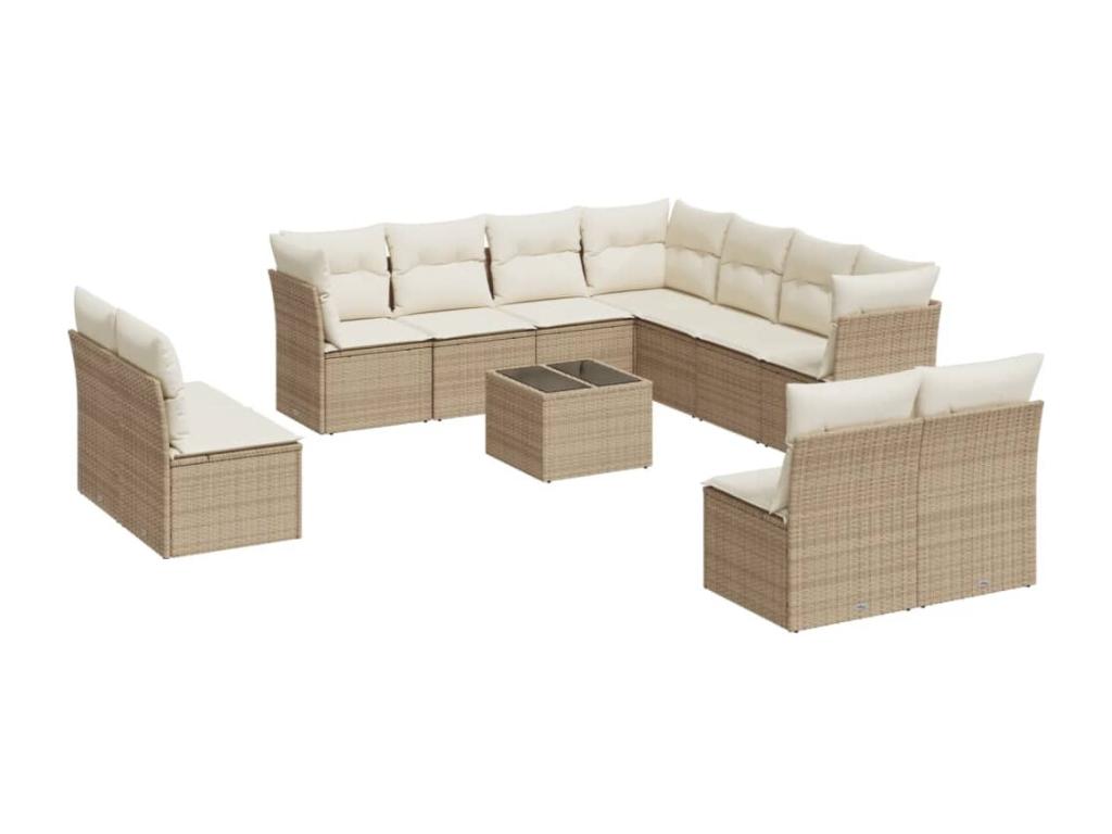 55 x 62 x 69 cm Patio Furniture Set 12-piece Resin Wicker Resin Beige