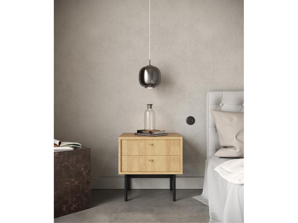 55 x 38 x 57 cm Nightstand Wood Light Natural