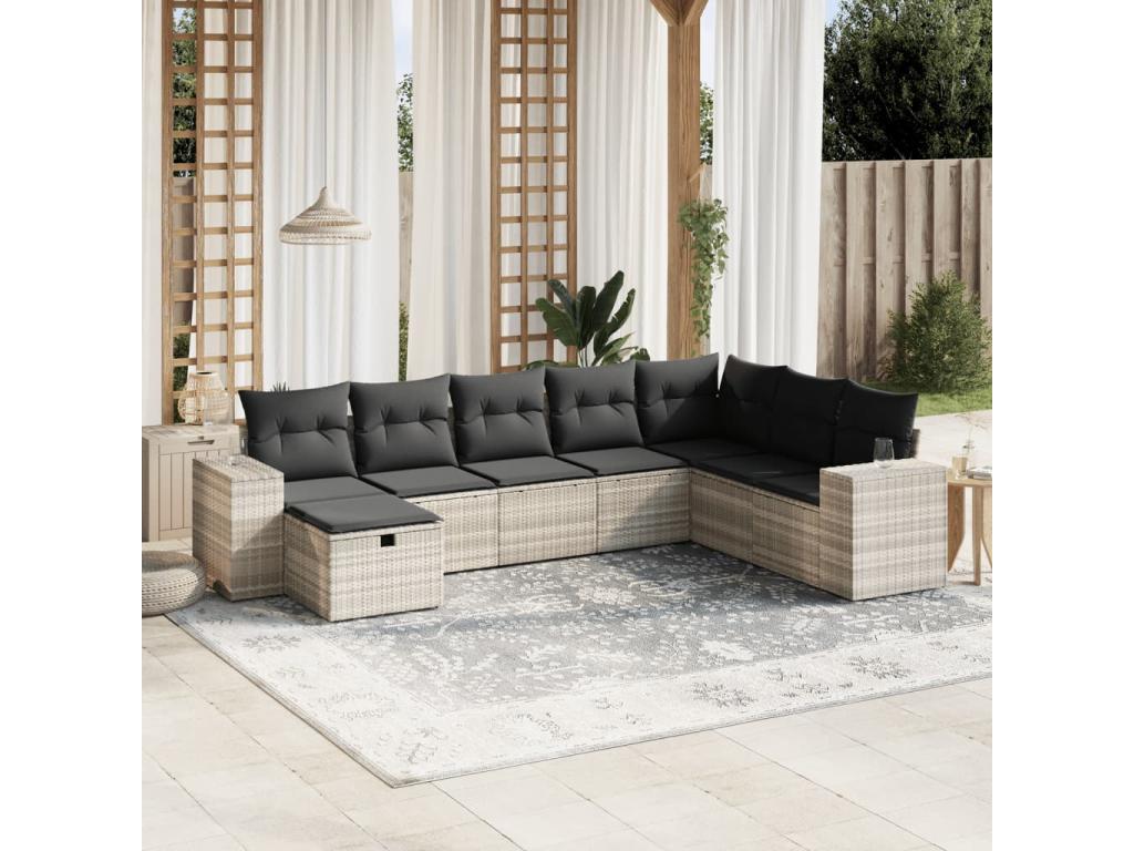 71 x 69 x 62 cm Patio Furniture Set 8-piece Resin Wicker Resin Gray