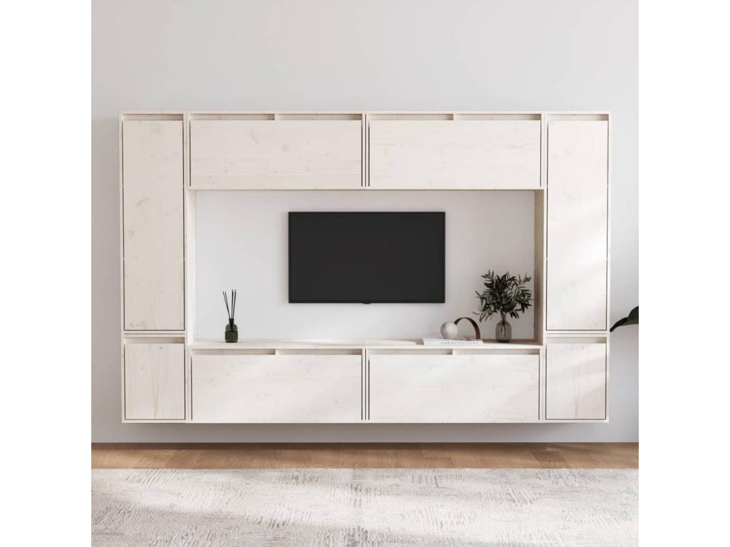 80 x 30 x 35 cm TV Stand Solid Wood White