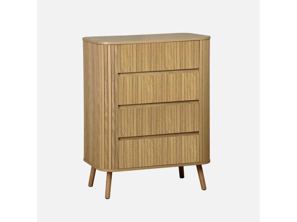 80 x 45 x 100 cm Dresser 4-drawer Wood Light Natural