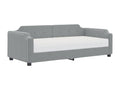 90 x 190 cm Bed with Mattress Fabric Gray