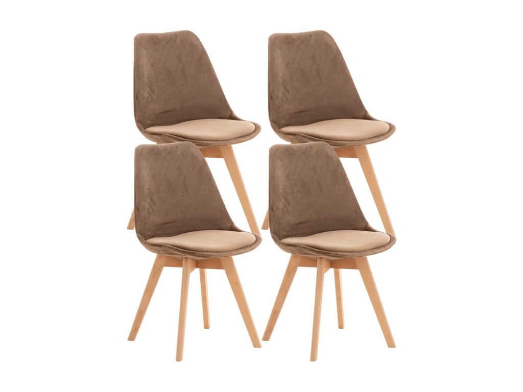 49 x 50 x 83 cm Chair Set of 4 Wood Velvet Brown