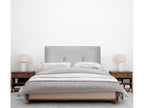 95 x 50 cm Bed Wood Leather Light Gray