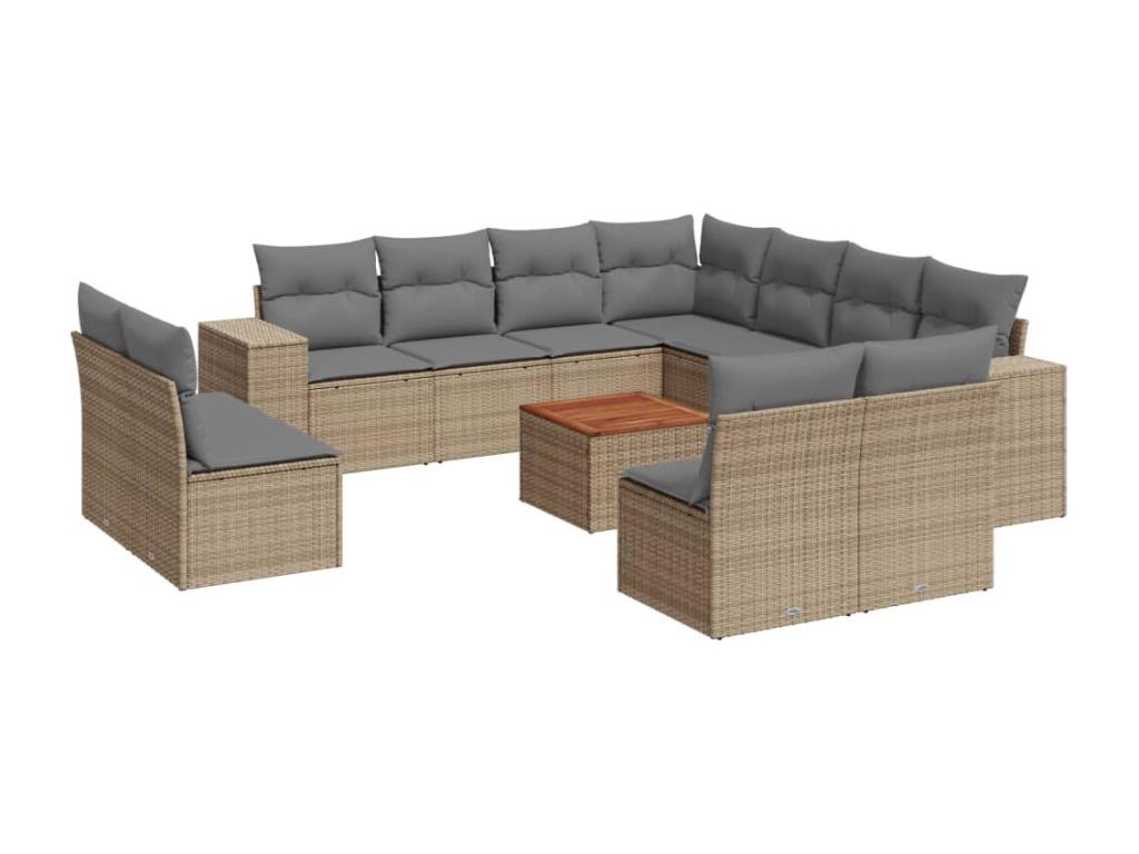 55 x 55 x 37 cm Patio Furniture Set 12-piece Resin Wicker Resin Beige
