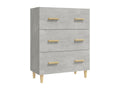 70 x 34 x 90 cm Sideboard Wood Concrete Finish Gray