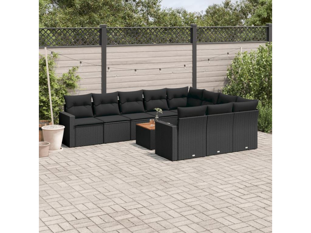 62 x 62 x 69 cm Patio Furniture Set 11-piece Resin Wicker Resin Black