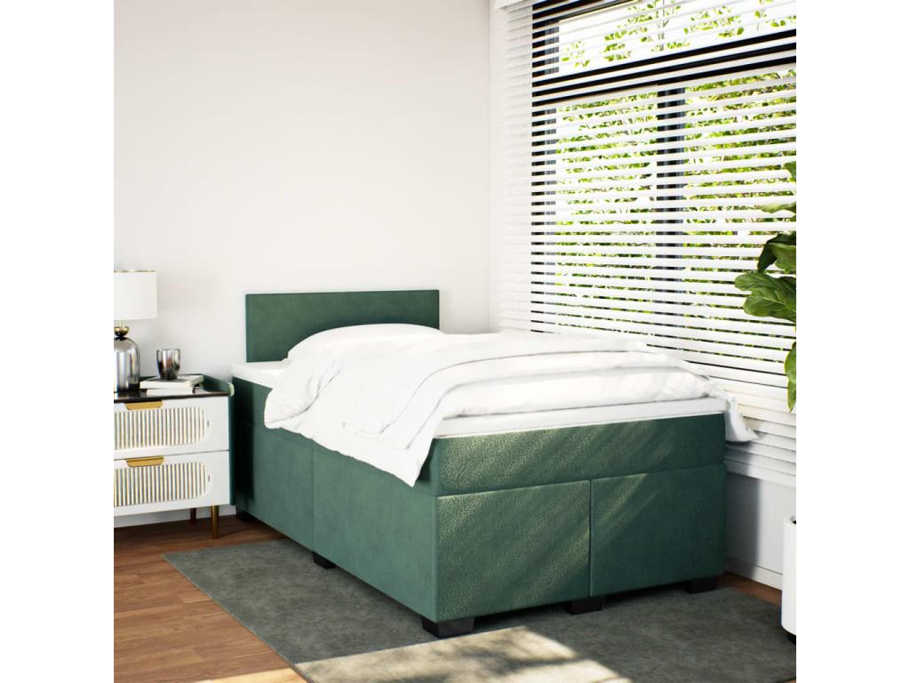 120 x 190 cm Box Spring Bed with Mattress Green