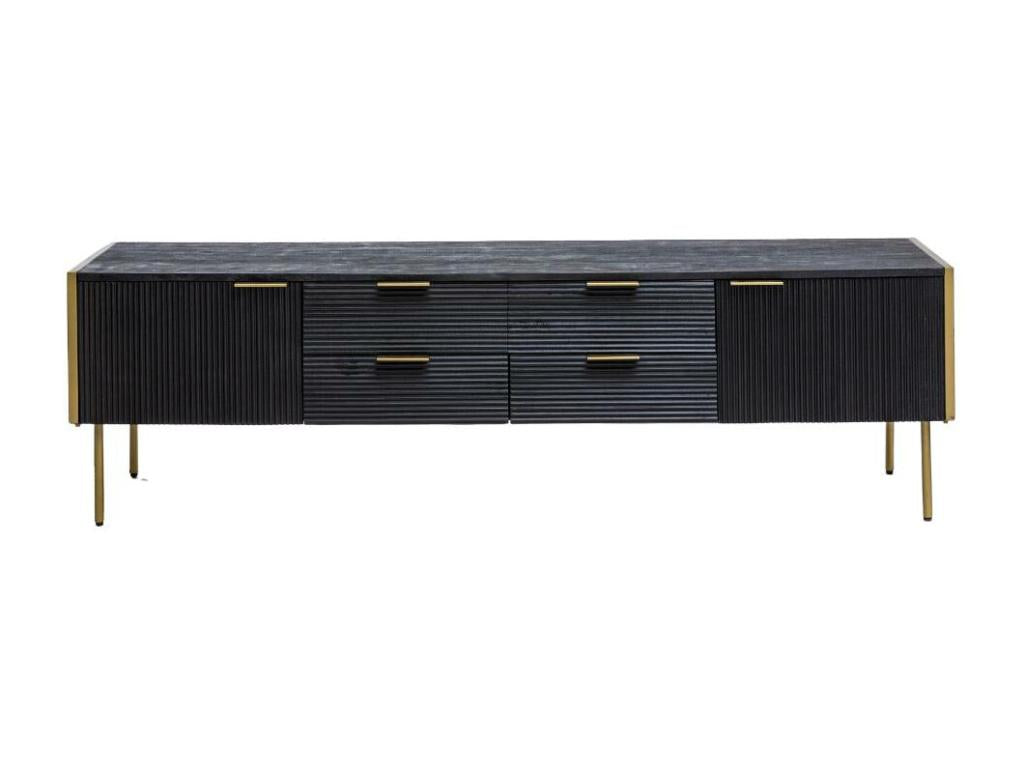 175 x 40 x 50 cm TV Stand Mango Wood Metal Black