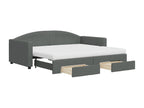 90 x 190 cm Bed Wood Fabric Gray