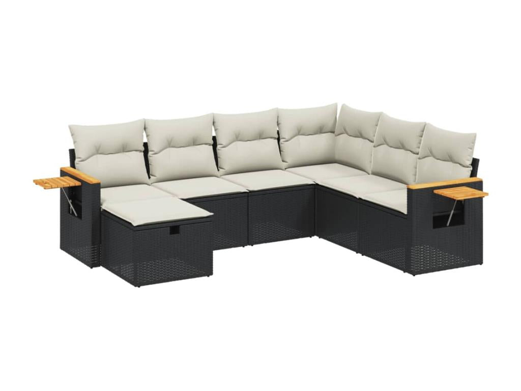 62 x 62 x 69 cm Patio Furniture Set 7-piece Resin Wicker Resin Black