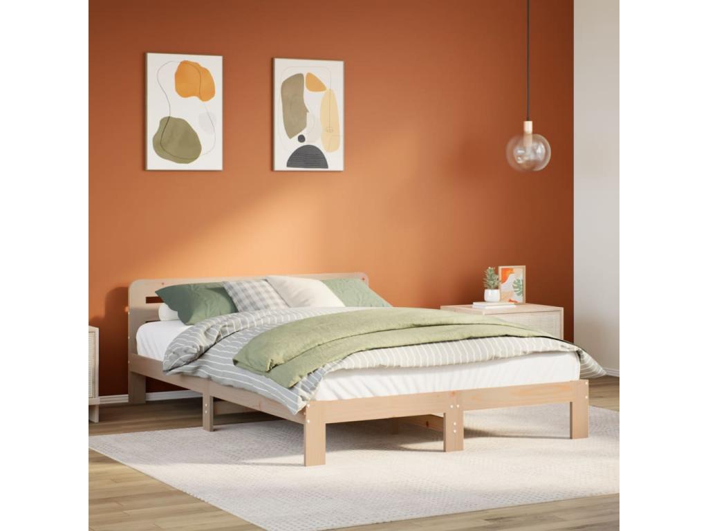 150 x 200 cm Bed Frame without Mattress Wood Brown