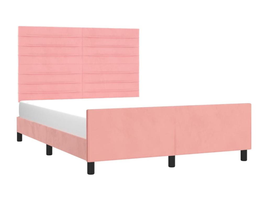 140 x 200 cm Bed Frame without Mattress Velvet Pink