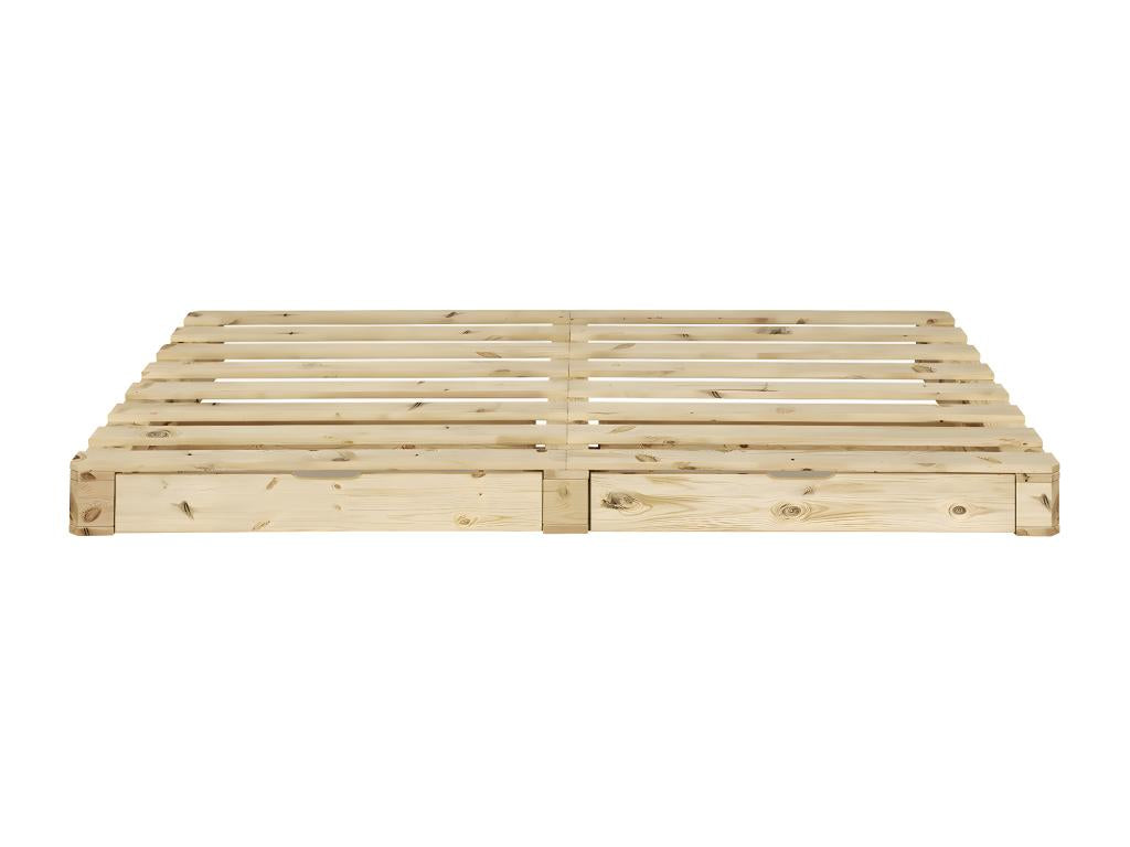 160 x 200 cm Bed with Mattress Solid Wood Light Natural