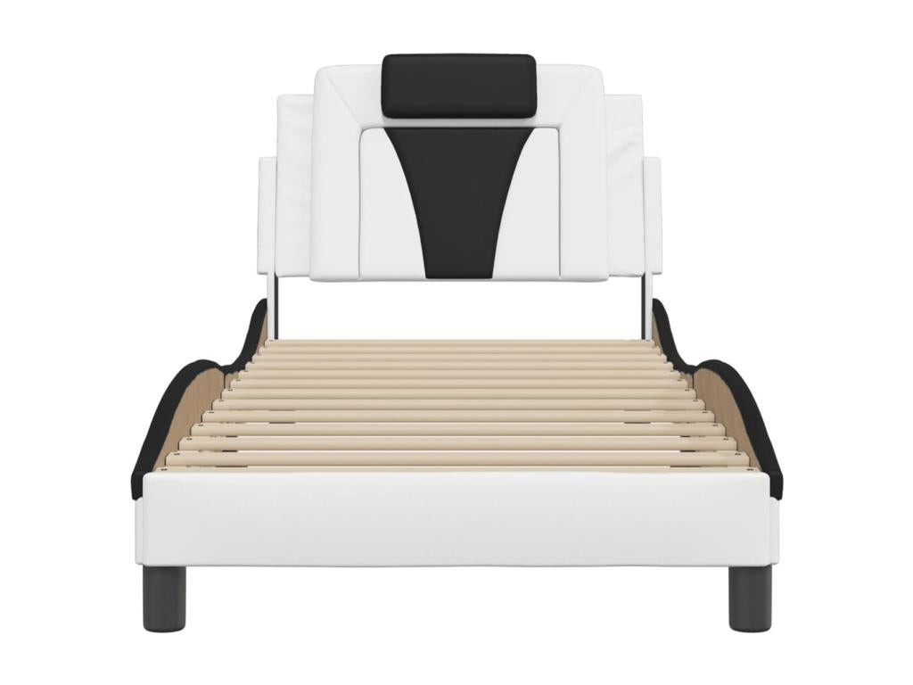 90 x 190 cm Bed Frame Faux Leather Leather White