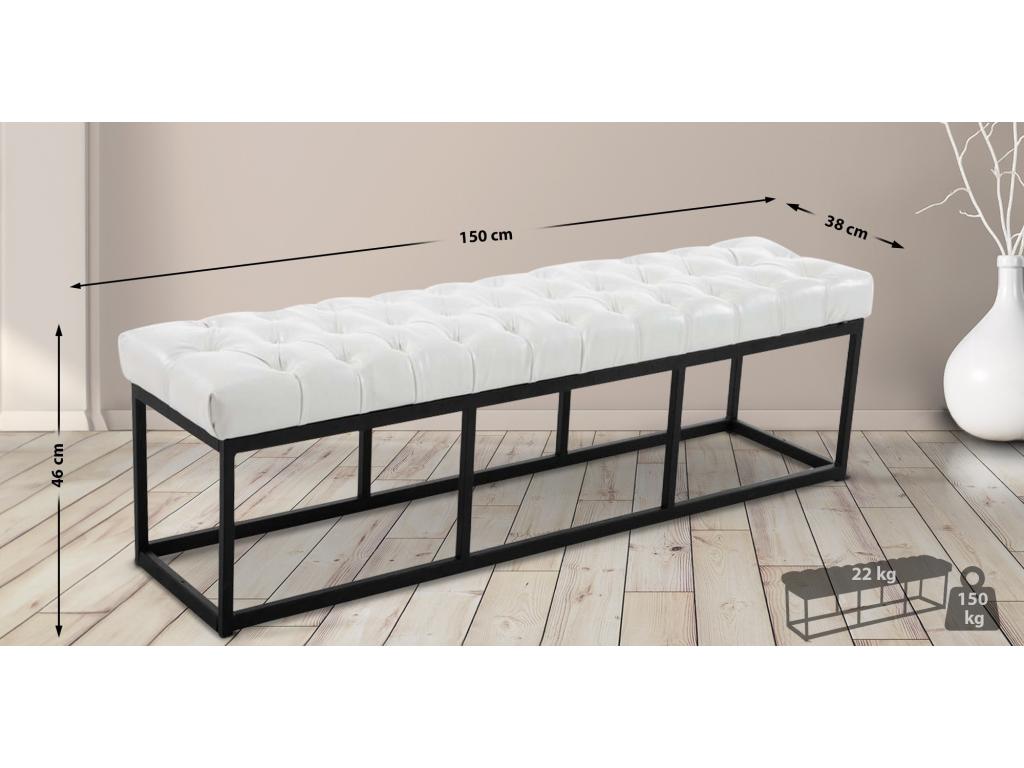150 x 38 x 46 cm Bench Faux Leather Leather White
