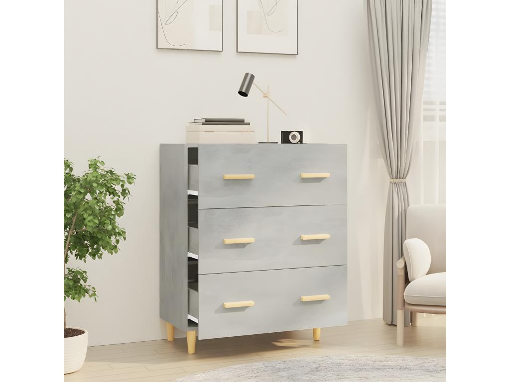 70 x 34 x 90 cm Sideboard Wood Concrete Finish Gray