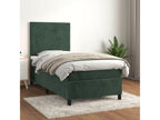 90 x 200 cm Box Spring Bed with Mattress Velvet Green