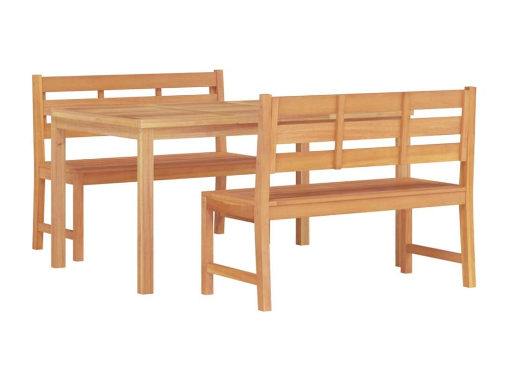 114 x 60 x 81 cm Outdoor Dining Set 3-piece Wood Brown