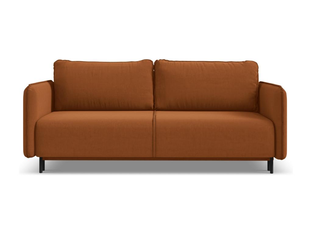 92 x 226 x 90 cm Sleeper Sofa Wood Velvet Terracotta