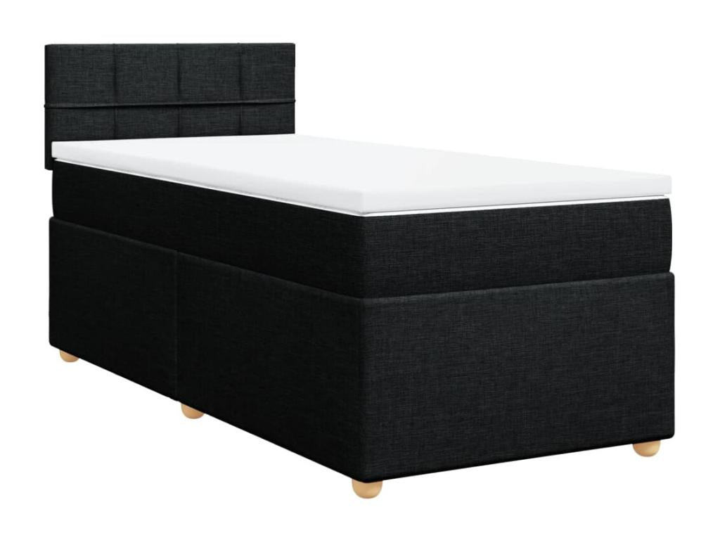 100 x 200 cm Box Spring Bed with Mattress Wood Fabric Black