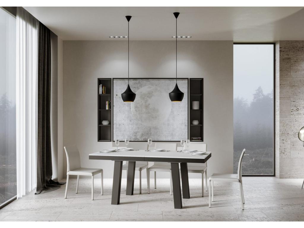 90 x 160 cm Table Extendable Metal White