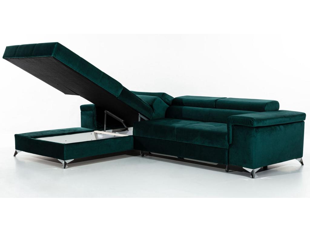 280 x 98 x 90 cm Sectional Sofa Left-facing Velvet Metal Brown