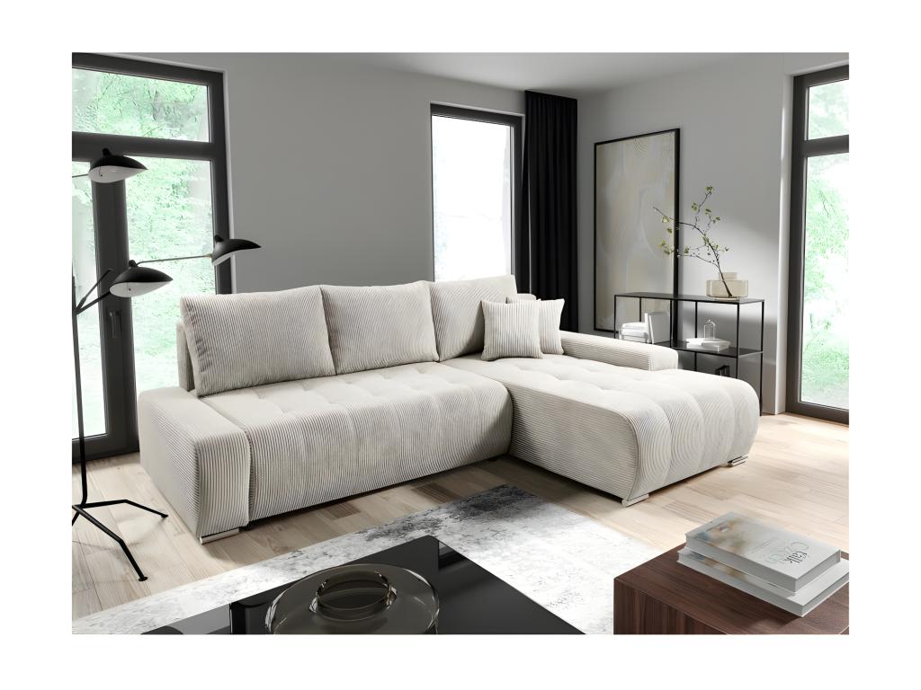 265 x 185 x 85 cm Sectional Sofa Velvet Metal Beige