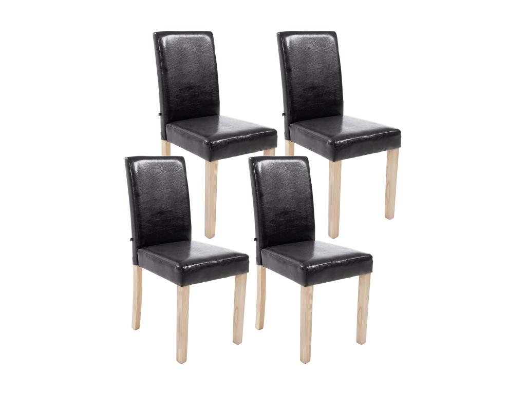 41 x 47 x 91 cm Chair Set of 4 Wood Faux Leather Brown