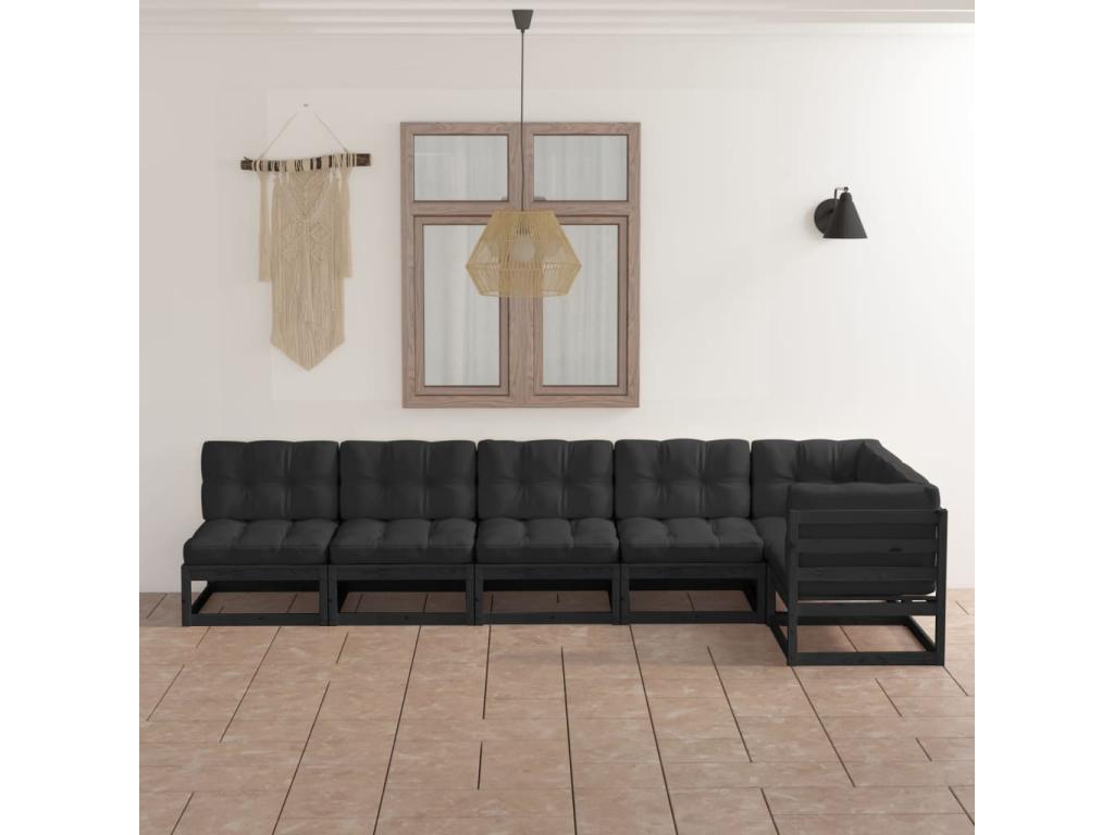 70 x 70 x 67 cm Patio Furniture Set 6-piece Wood Black