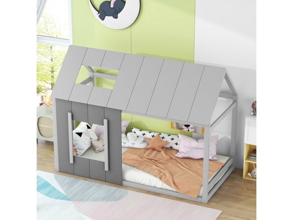 90 x 200 cm Bed Wood Light Gray