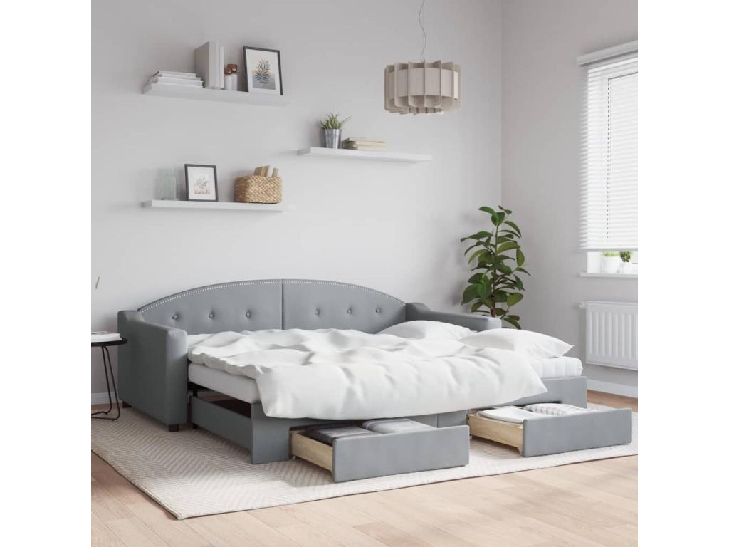 90 x 190 cm Bed Fabric Gray