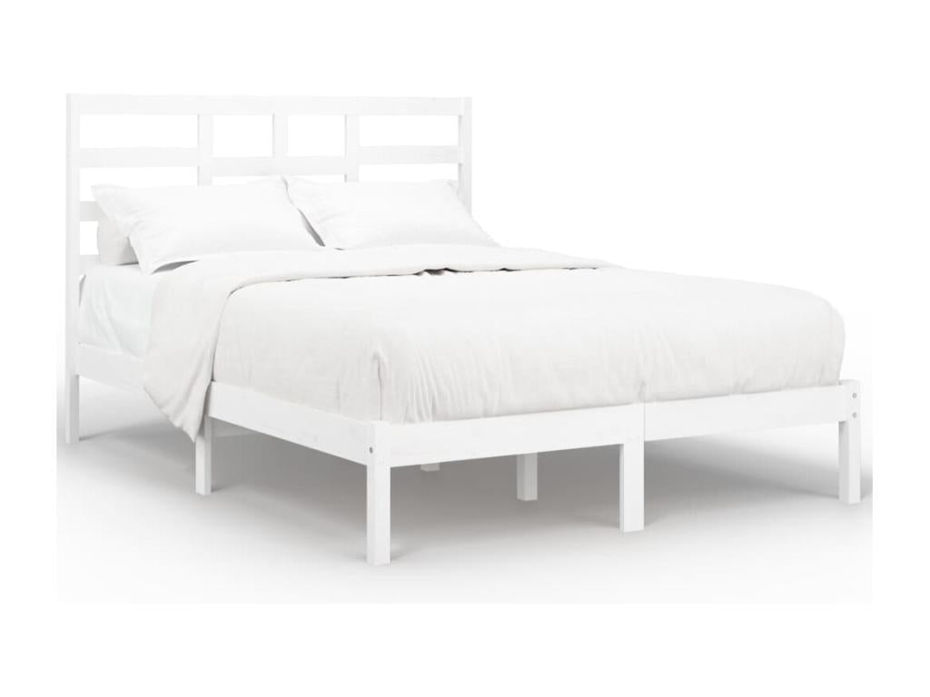 120 x 190 cm Bed Frame Solid Wood White