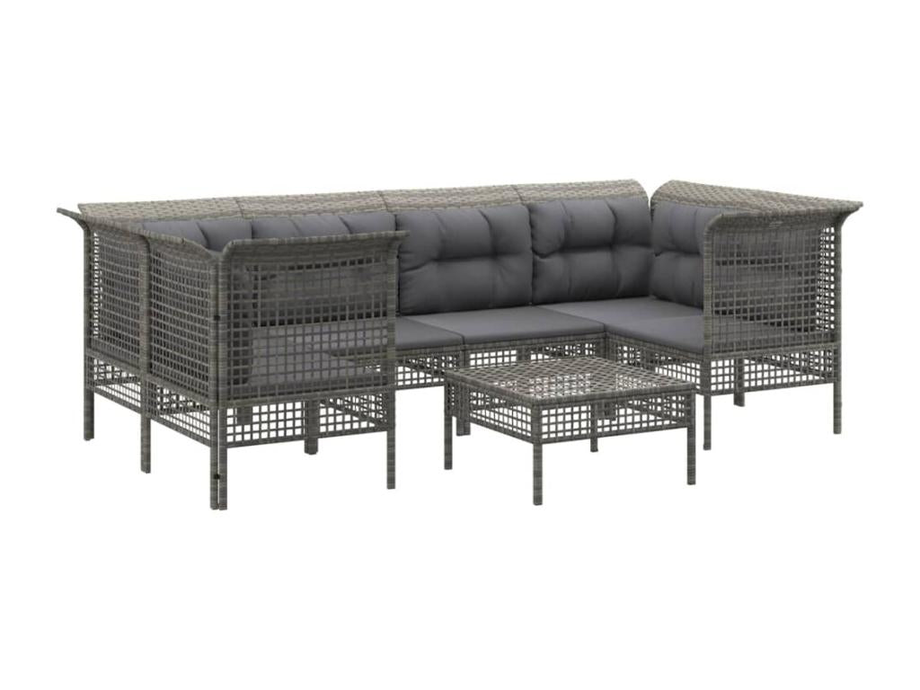 55 x 55 x 31 cm Patio Furniture Set 7-piece Resin Wicker Resin Gray