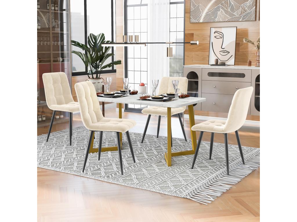 117 x 68 cm Chair Wood Velvet Beige