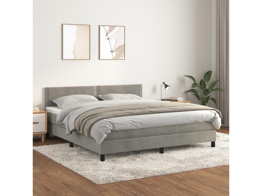 180 x 200 cm Box Spring Bed Velvet Gray
