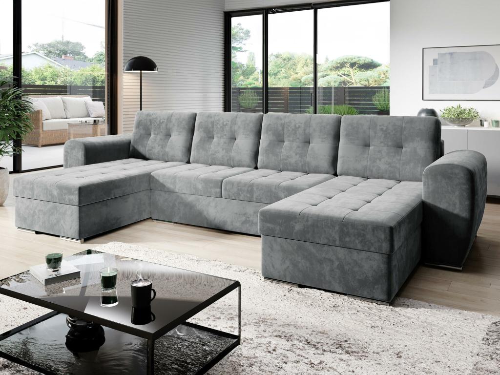 326 x 157 x 97 cm Sectional Sofa Metal Gray